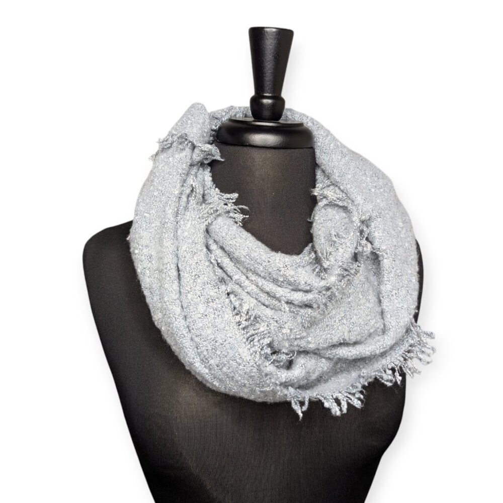Women's Gray Fringed Infinity Scarf